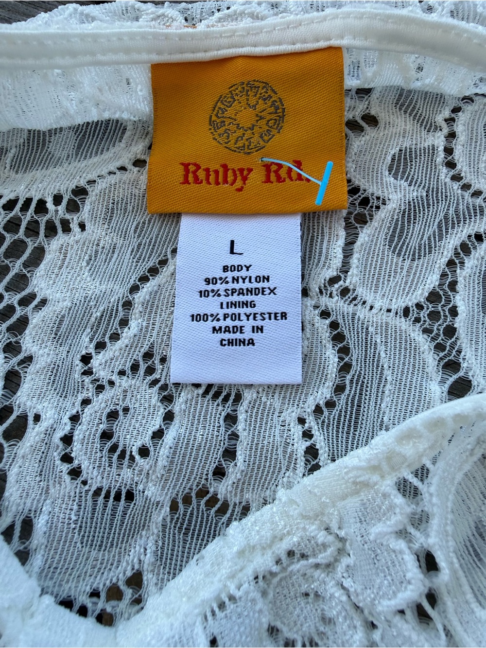 Ruby Rd. Lace Overlay Top with tank attached - Picture 3 of 4